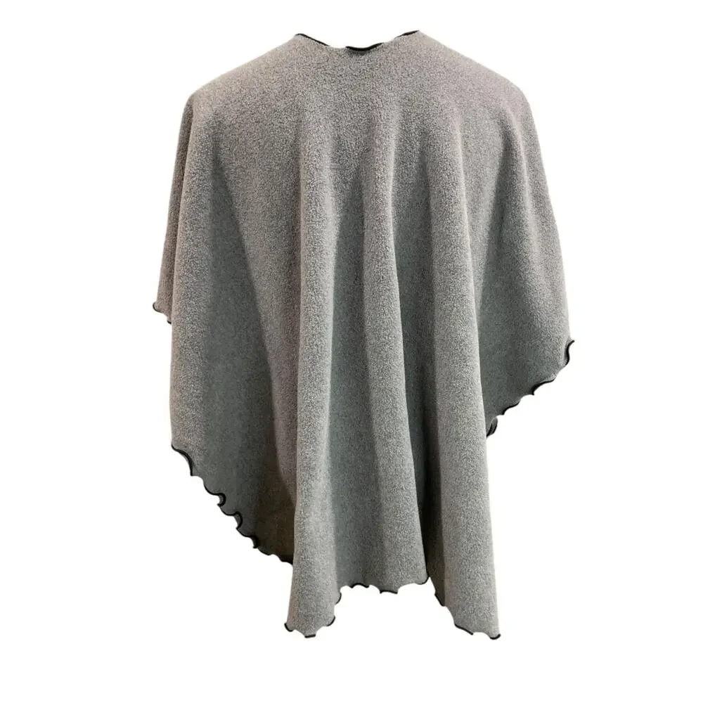 One Size‎ Womens Gray Fleece Wrap Shawl Scarf Set Lettuce Edge Contrast